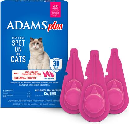 Adams Plus Flea & Tick Spot On for Cats & Kittens Over 2.5 Lbs But Under 5 lb