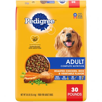Pedigree Adult Dry Dog Food Roasted Chicken, Rice & Vegetable, 30 lb