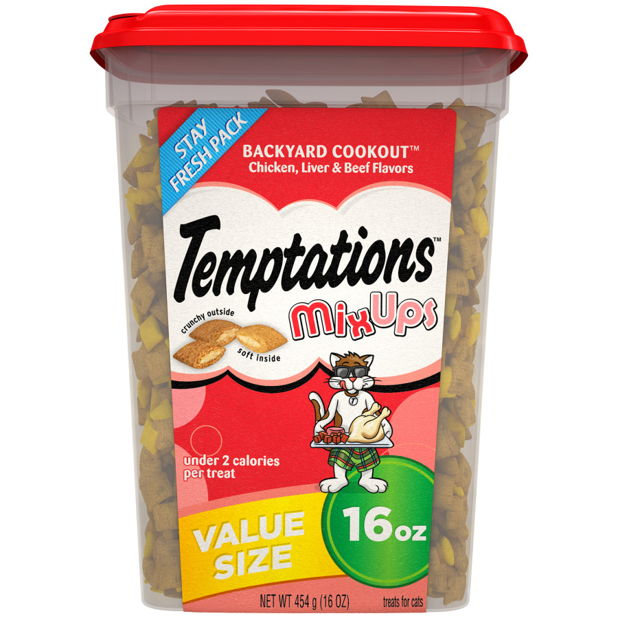 Temptations MixUps Crunchy & Soft Adult Cat Treats Backyard Coookout, 16 oz